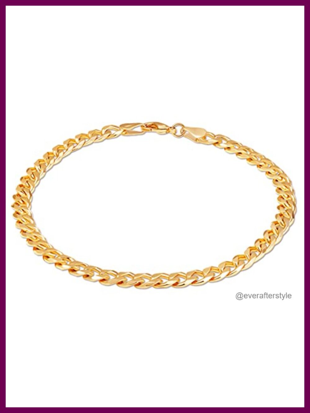 18K Gold Plated Curb Link Anklet for Women 10 Inches